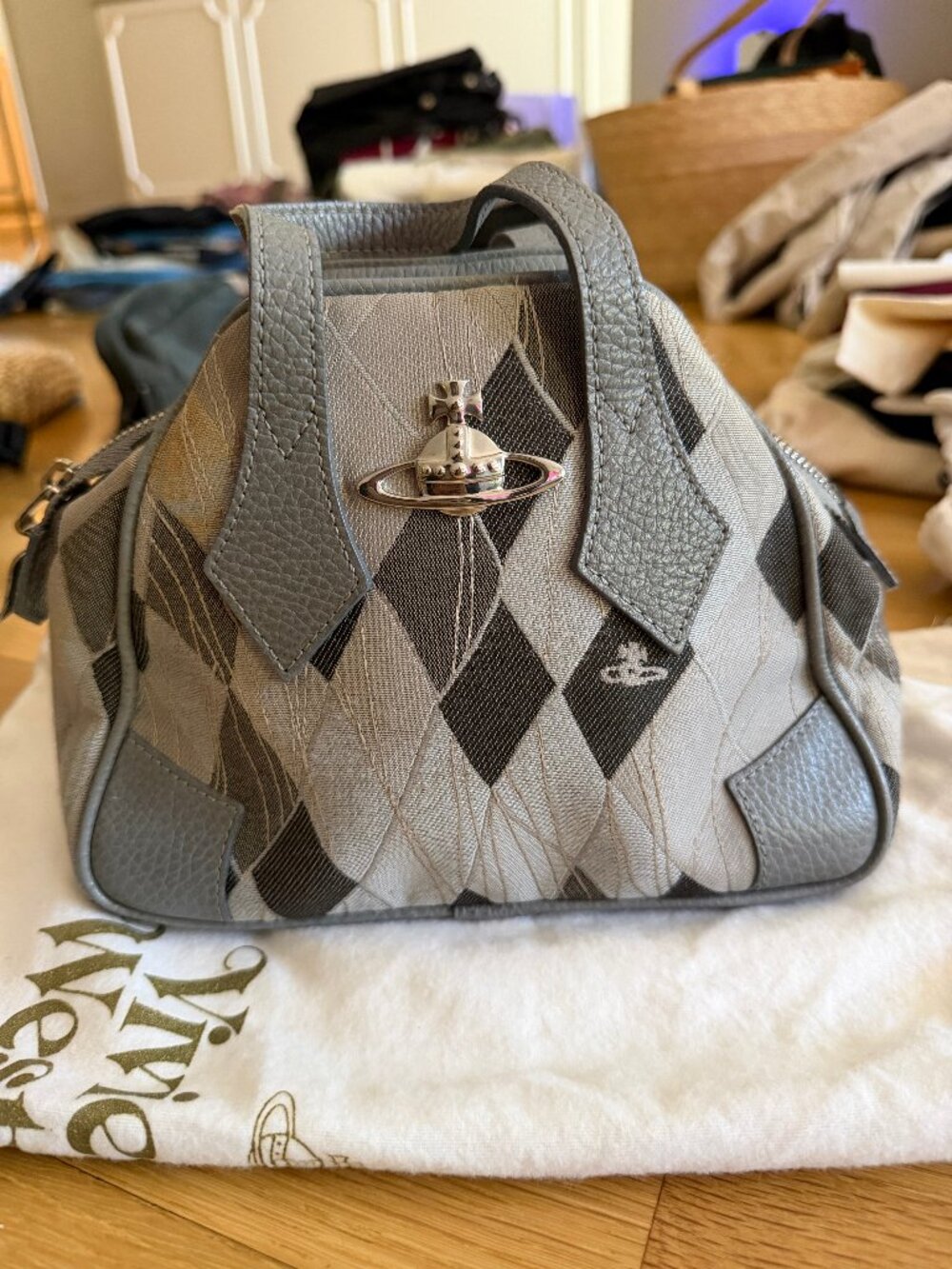 Vivienne Westwood Grey Argyle Shoulder Bag